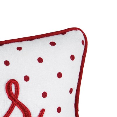 Red and White Embroidered Valentine's Day Lumbar Pillow