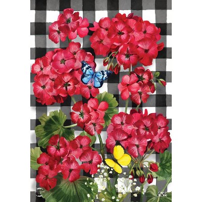 Checkered Red Geraniums Outdoor Summer House Flag 28" x 40"