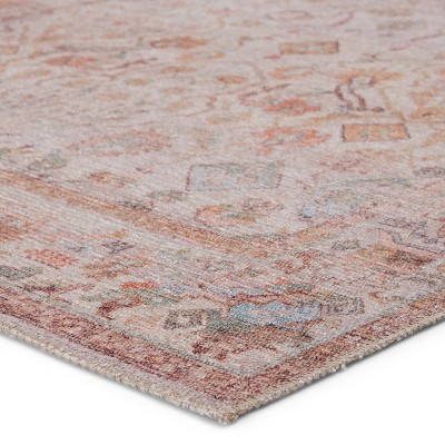 Blush and Cream Oriental Synthetic Area Rug