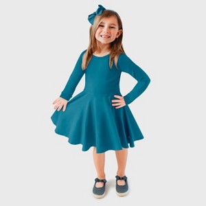 City Threads Girls Soft Jersey 100% Cotton Long Sleeve Skater Dress - USA-Made Twirly Dress for Toddlers/Kids - 1 of 4
