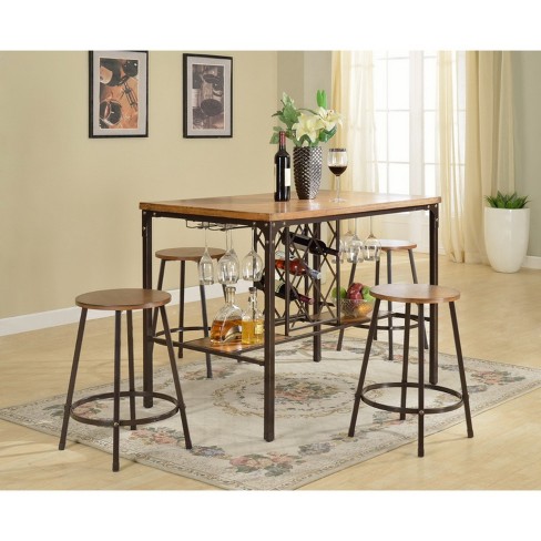 Vintner Pub Counter Height Dining Set Black brown Baxton Studio