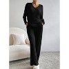 Lounge Sets for Women 2 Piece Cute Long Sleeve V Neck Tops Pajama Pants Pjs Sets Sleepwears Fall Winter Clothes Outfits - 2 of 4
