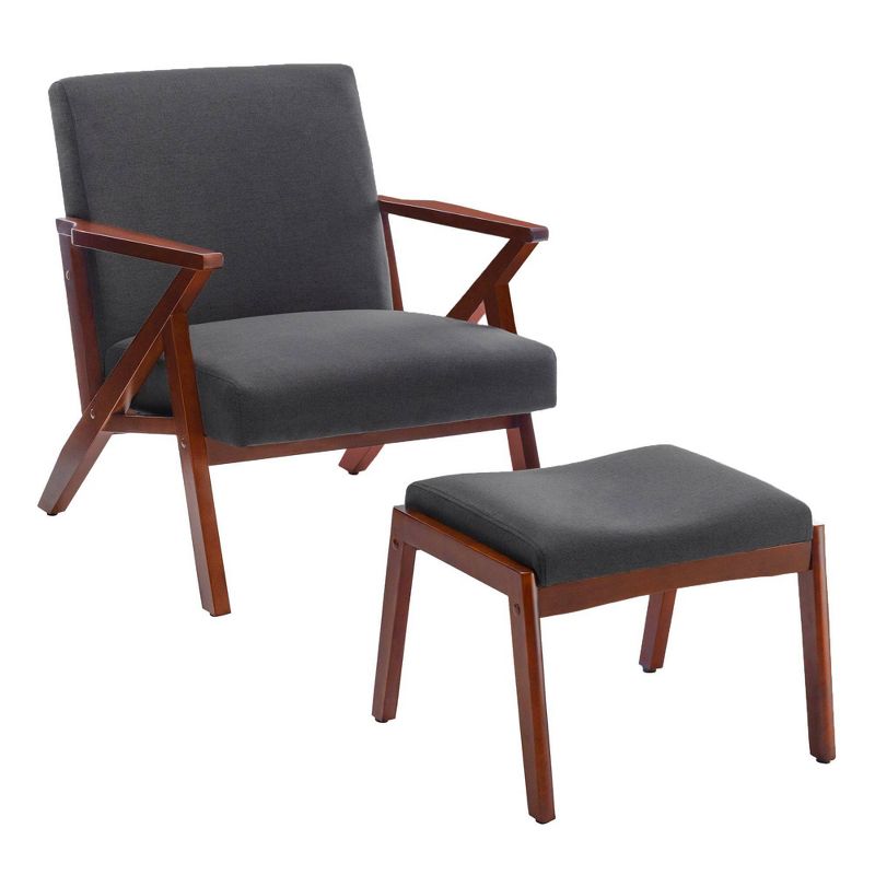Breighton Home Take a Seat Cliff Mid-Century Modern Accent Lounge Armchair with Ottoman, 1 of 5