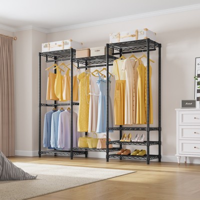 Medium Black Wire Freestanding Closet Organizer with Shelves