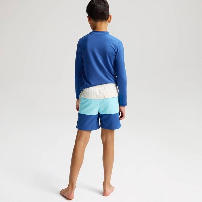 Cat & Jack Boys' Colorblock Swim Trunks - Cat & Jack™ Blue/Aqua/Cream S — фото 2