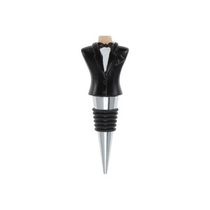 Unique Bargains Bottle Stoppers Groom Aluminum Alloy PTR Resin Black White Silver Tone 1 Pc - 1 of 3