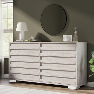 AMERLIFE 6 Drawer Dresser, Farmhouse 54" Wide Chest of Drawers with Slat Handles - 1 of 4