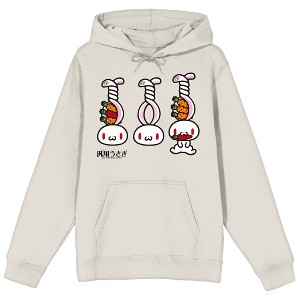 All Purpose Bunny Three Bunnies With Twisted Ears and Carrots Adult Cream Graphic Hoodie - 1 of 3