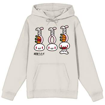 All Purpose Bunny Three Bunnies With Twisted Ears and Carrots Adult Cream Graphic Hoodie