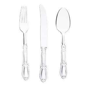 Smarty Had A Party Clear Baroque Plastic Cutlery Set - 480 Sets - 1 of 4