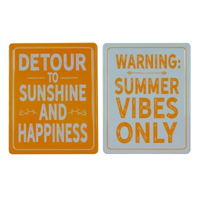 Transpac Metal Summer Sunshine Decor Set of 2 Spring Home Decorations