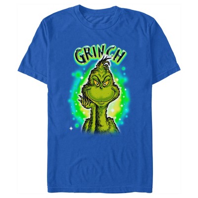 Men's Dr. Seuss Airbrush Grinch T-shirt - Royal Blue - Medium : Target