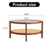 NicBex Modern Round Coffee Table with Rattan Shelf,Round Side Table with Glass Top,2-Tier Circular Center Table for Living Room,Bedroom,Walnut - 2 of 4