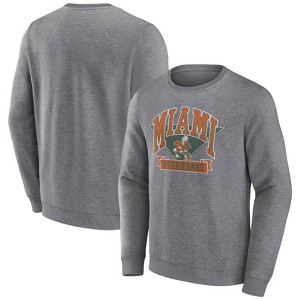 NCAA Miami Hurricanes Men's Gray Crew Neck Fleece Sweatshirt - 1 of 3