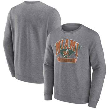 NCAA Miami Hurricanes Men's Gray Crew Neck Fleece Sweatshirt