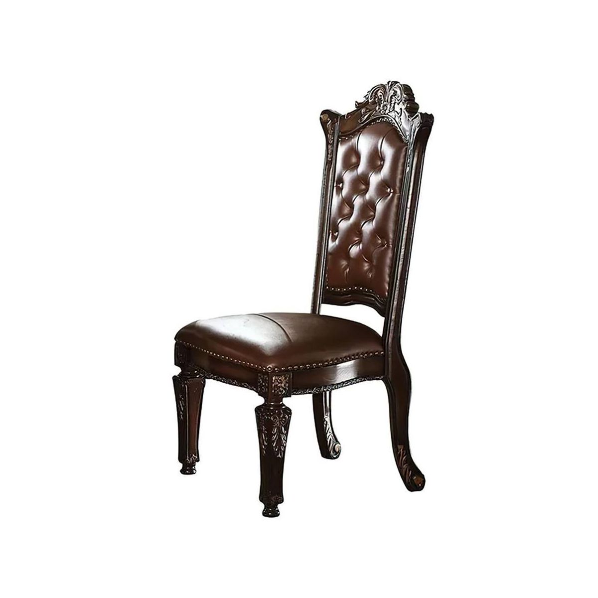 Set of 2 23" Vendome Dining Chairs Cherry - Acme Furniture: Traditional Carved, Nailhead Trim, Polyurethane Upholstery - thumbnail 2