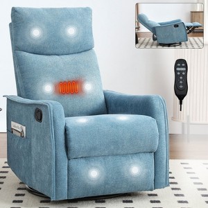 Sapphtopaz Heat Massage Manual Recliner Chair with Rocker and Swivel, Fabric Swivel Accent Chair, 360°Swivel Chair for Bedroom, Living Room - 1 of 4