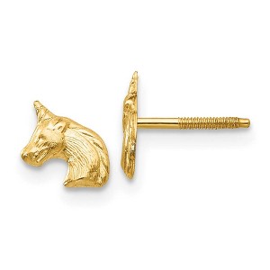 Black Bow Jewelry Kids Unicorn Screw Back Post Earrings in 14k Yellow Gold - 1 of 4