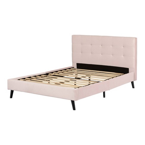 Full Hype Upholstered Bed Set Pale Pink - South Shore: Velvet Headboard 