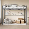 Twin Metal Loft Bed Frame with Arched Guardrail, Safety Ladder & 46" Storage Space, No Box Spring Needed - 4 of 4