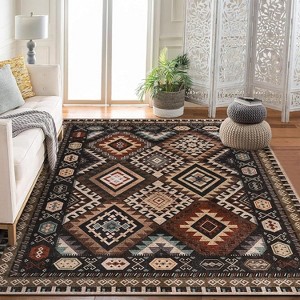 Washable Modern Area Rug Geometry Style Bohemian Rustic Geometric Easy-Cleaning Bedroom Kitchen Living Room Non Shedding - 1 of 4