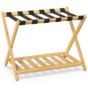 Bamboo luggage rack 1 Pack, lightweight and durable, Sturdy for Hotel/Home Use - Natural - 1 of 4