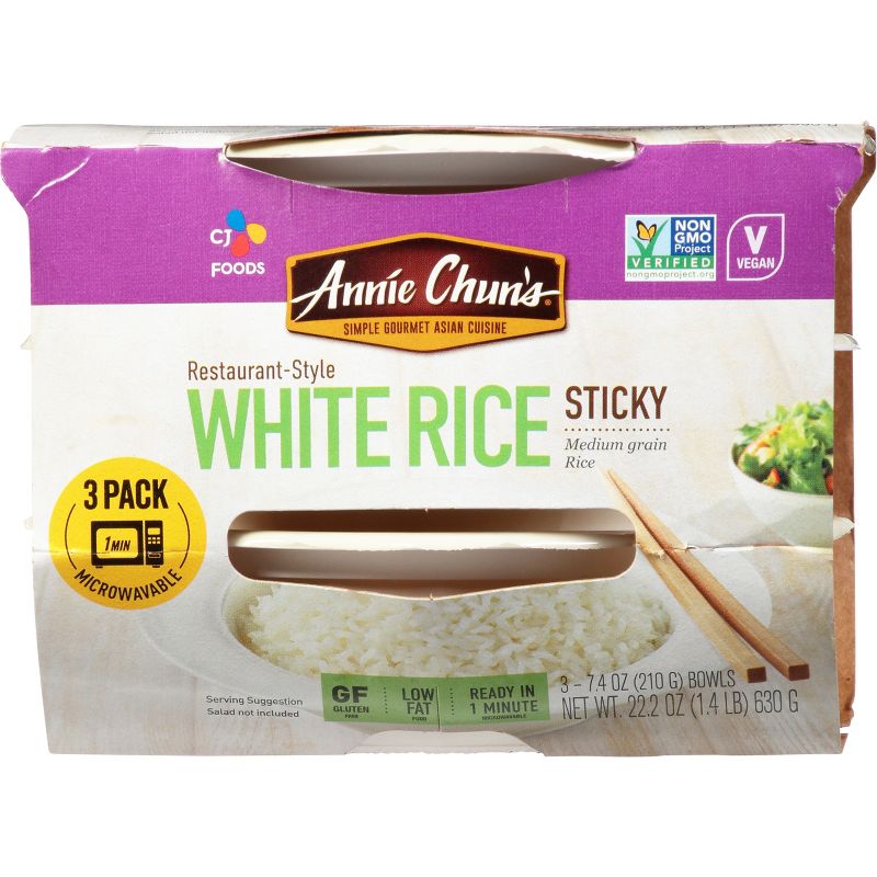 Annie Chun&#39;s Gluten Free and Vegan Rice Express Sticky White - 22.2oz/3ct, 1 of 6