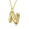 Kids' 14K gold plated necklace with white swarovski crystal initial pendant in bubble letter design - 3 of 3