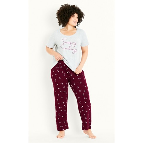 Evans Women s Plus Size Snooze Sleep Set Berry 14w 16w Target