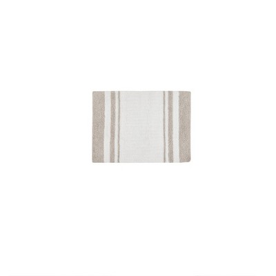 JUJABU Reversible Cotton Bath Rug with Plush Stripes - Machine Washable