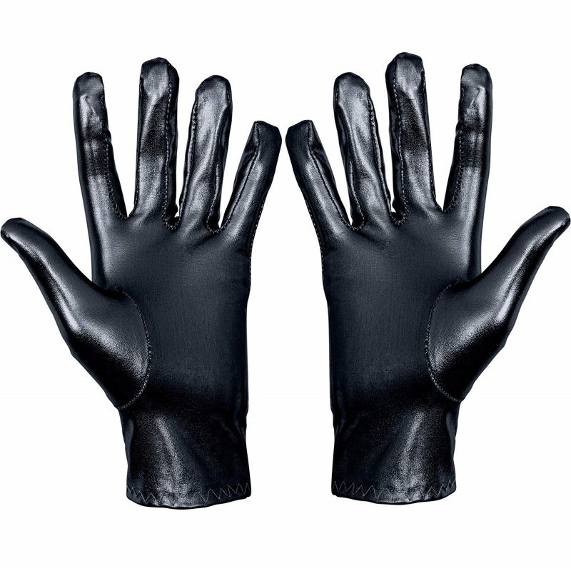 Skeleteen Womens Metallic Costume Gloves - Black, 1 of 7