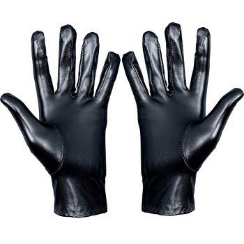 Skeleteen Womens Metallic Costume Gloves - Black