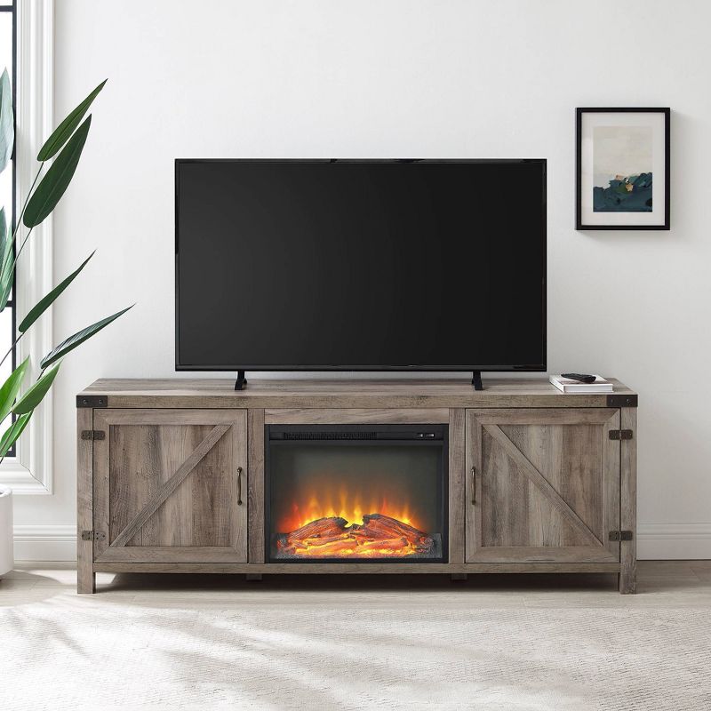 Farmhouse Barn Door Fireplace TV Stand for TV's up to 80"  - Saracina Home, 5 of 12