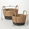 Sullivans Rattan Handled Woven Baskets Set of 2, 12"H & 10.5"H Black - 4 of 4