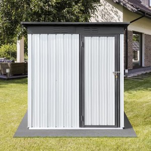 5 x 3 Ft Outdoor Storage Shed, All Weather Metal Sheds w/Lockable Doors, Floor, Sloping Roof and 2 Vent, Outside Waterproof Tool Shed for Garden - 1 of 4