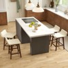 Tangkula 24" Upholstered Barstools w/ Low Back Footrest & Wood Legs for Kitchen Island - 4 of 4