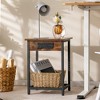 Tangkula 2PCS Bedside Sofa Tables Nightstand w/ Charging Station for Bedroom Living Room - 2 of 4