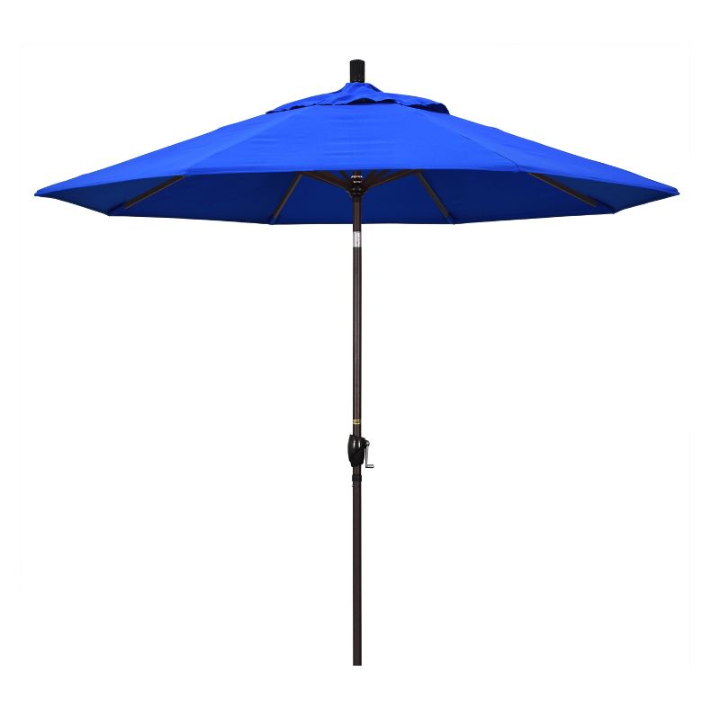 9&#39; x 9&#39; Aluminum Push Button Tilt Crank Sunbrella Patio Umbrella Blue - California Umbrella, 1 of 8