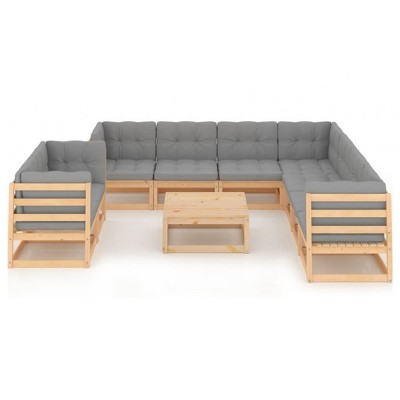 vidaXL Patio Lounge Set Outdoor Sofas with Cushions Solid Pinewood