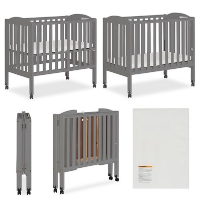 Cool Gray Pine 2-in-1 Folding Portable Mini Crib