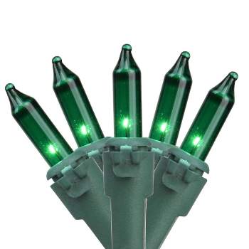 Northlight 50 Count Green Mini Christmas Light Set, 24.5 ft Green Wire