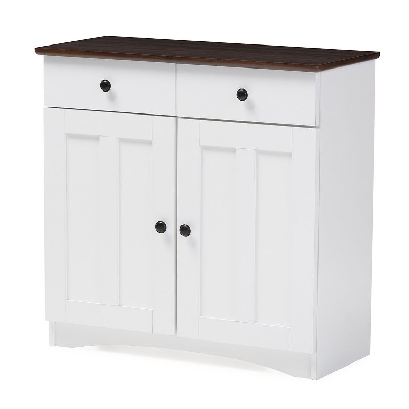 Lauren TwoTone and Buffet Kitchen Cabinet with Two Doors and Two Drawers White/Dark Brown - Baxton Studio, 6 of 9