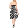 LA LEELA Women's House Daily Routine Evening Wear Boho Backless Smocked Mini Swing Dress Tube Top Strapless Dresses for Women One Size Black, Chevron - 3 of 3