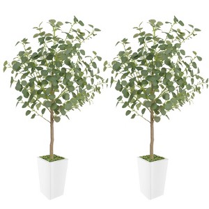 Artificial Eucalyptus Tree, Faux Eucalyptus Tree with Tall White Planter - 1 of 4