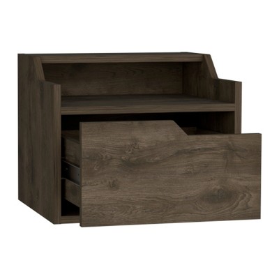 GlasFlength Nightstands Wall Mounted Bedside Table Storage Nightstand Floating Nightstand with Drawer for Room, Brown, 13.3"*15.7"*12.9"