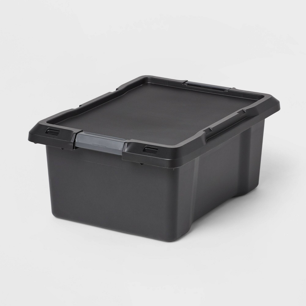 Case Pack Of 2)missing Lids))12gal Medium Latching Storage Tote Black - Brightroom™: Stackable Utility Storage Bin with Lid & Handles