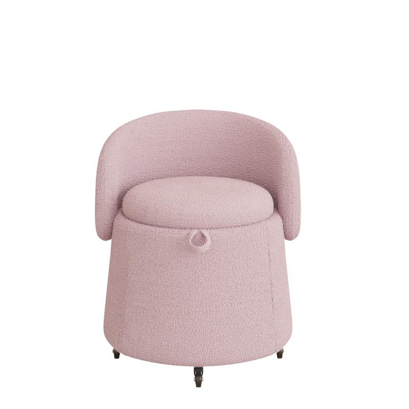 Cesar Small Teddy swivel chair,Upholstered Barrel Chair 360°Degree Swivel Side Chair with Storage,Modern Swivel Ottoman Vanity Chair-Maison Boucle, 5 of 10