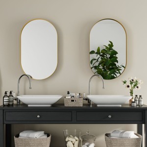 20"X34"Oval Bathroom Vanity Medicine Cabinet Set Of 2 Recessed Medicine Cabinet With Mirror,Toilet Mirror Storage With Shelves-The Pop Home - 1 of 4