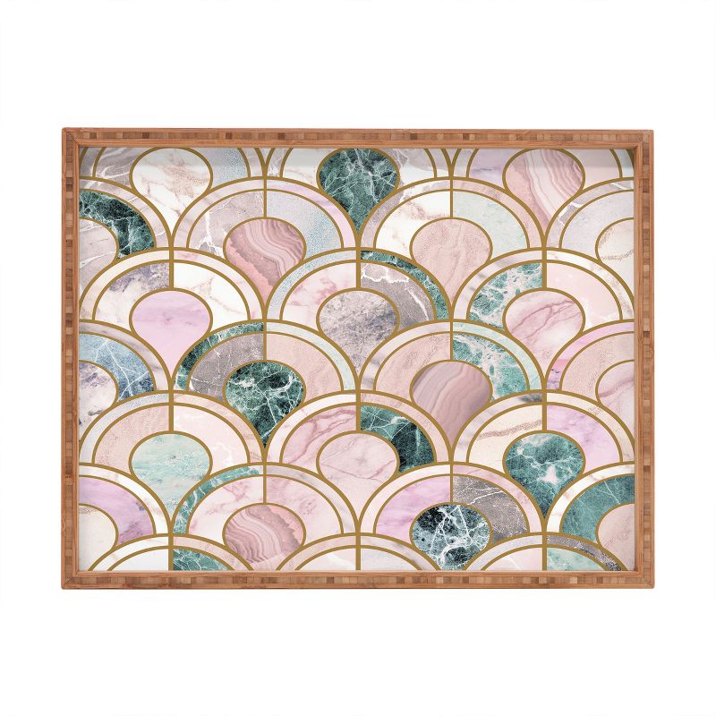Emanuela Carratoni Rose Gold Marble Inlays Rectangle Bamboo Tray - Deny Designs, 1 of 5