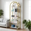 Arched Bookshelf, Freestanding Open Bookcase with Metal Frame, Industrial Corner Display Storage Shelf for Bedroom Living Room Office - 3 of 4